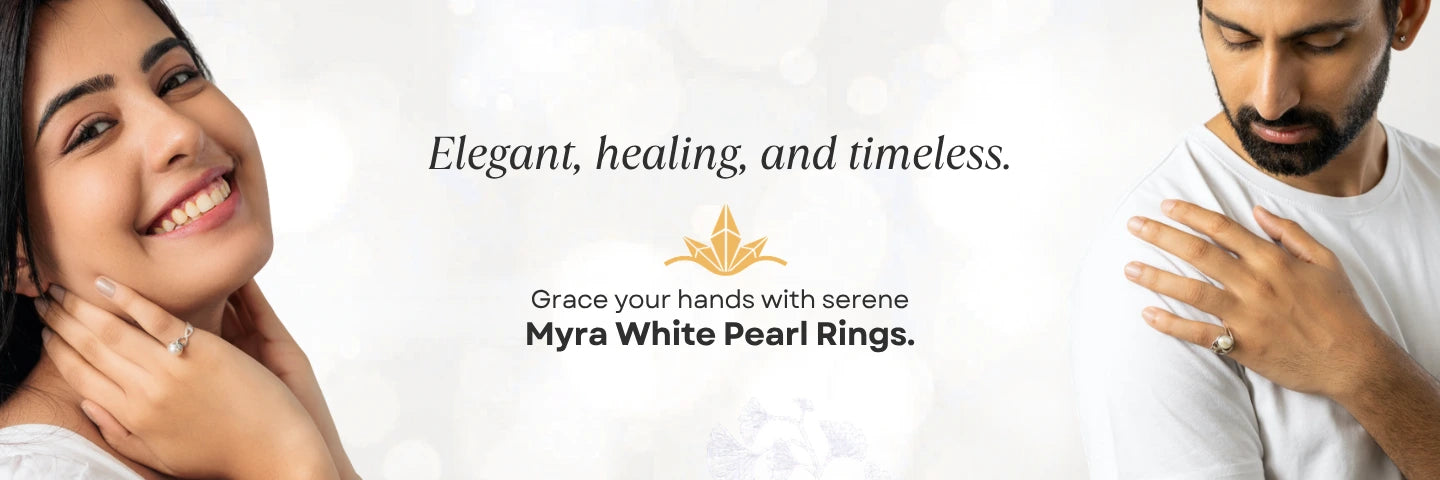 
Myra Pearl Silver Rings in Male and Female Hand