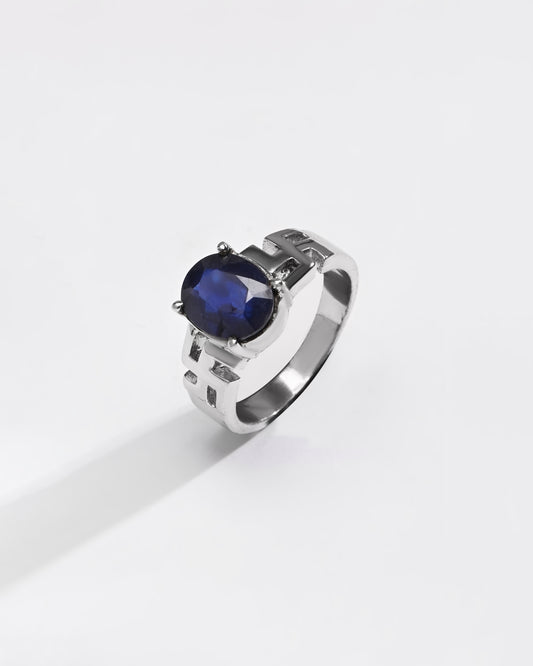 Focused Blue Sapphire (Neelam) Ring – 925 Silver - #1283N4 - Myra