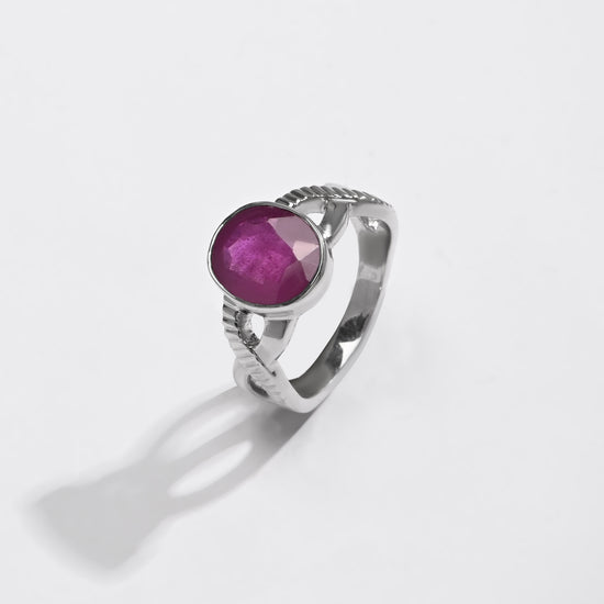 Ruby (Manik) Ring – 925 Silver Crafted - #1104B - Myra