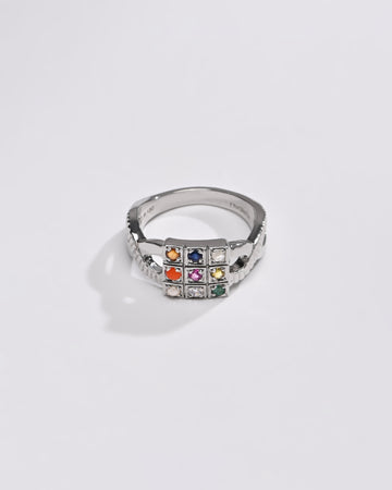 Navratna (Navgrah) Ring – 925 Silver Crafted - 1104 - Myra