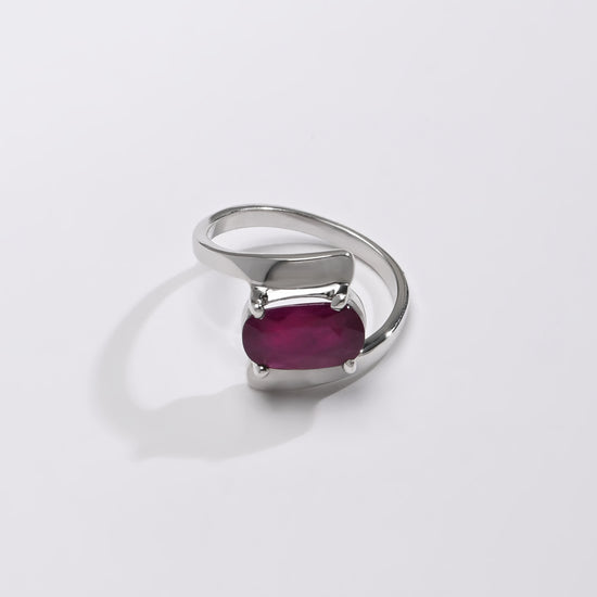Silver ruby stone ring