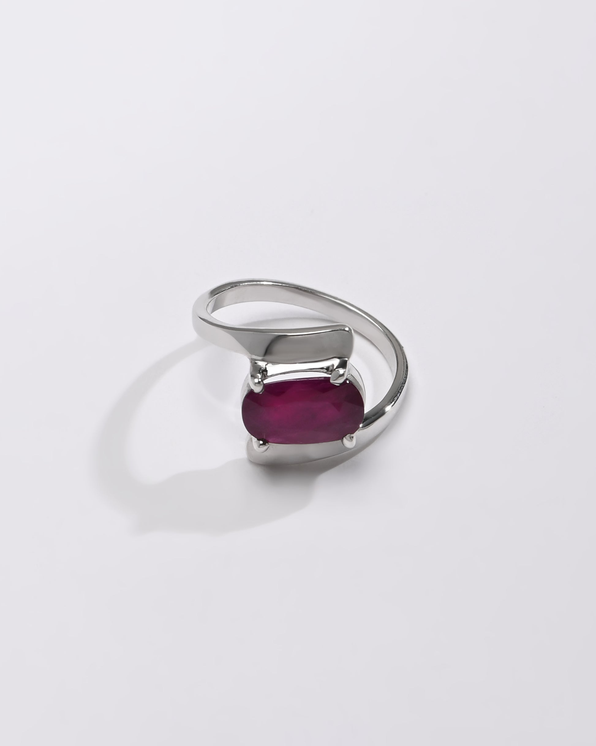 Silver ruby stone ring