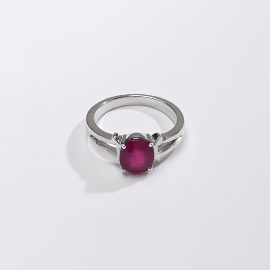 Silver ruby gemstone ring