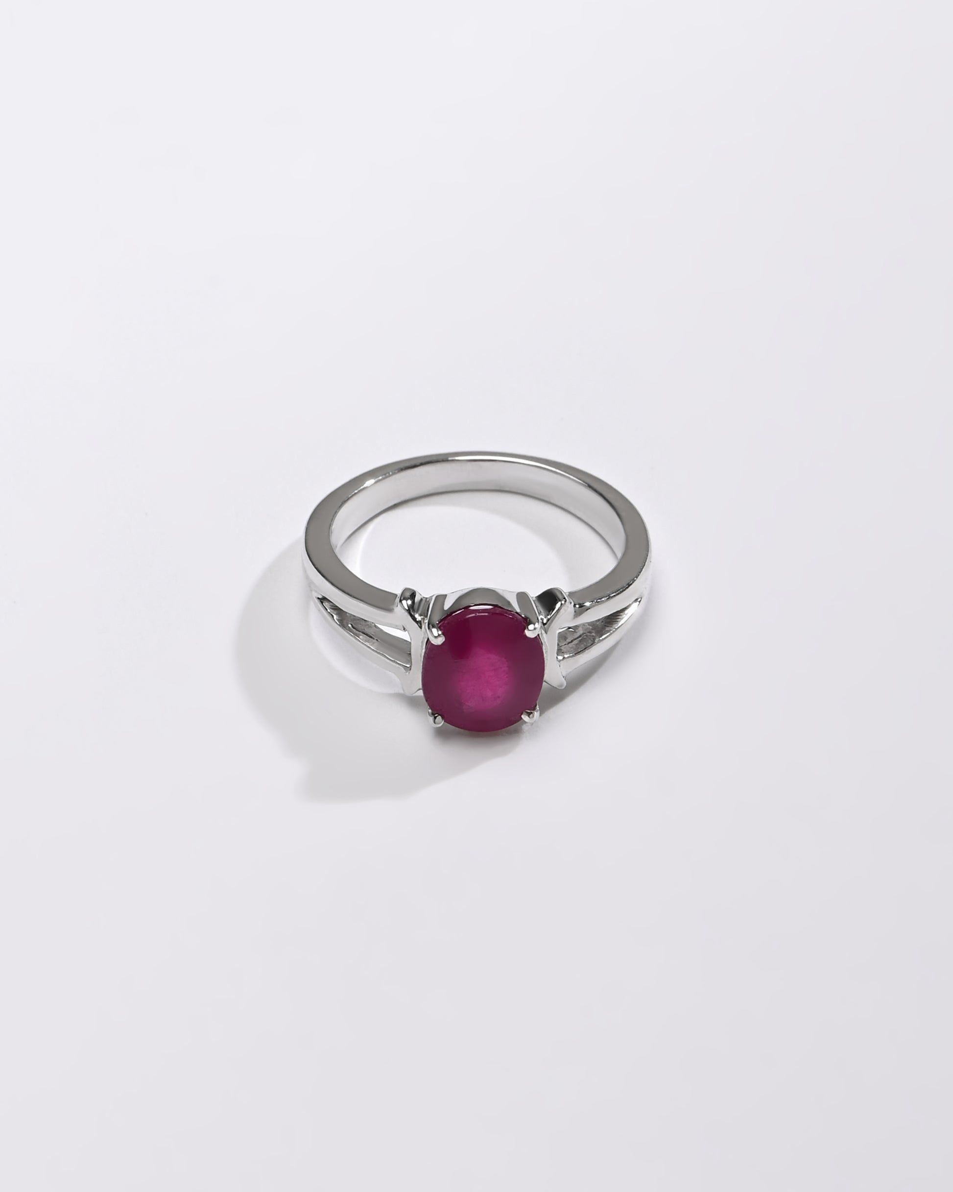 Silver ruby gemstone ring