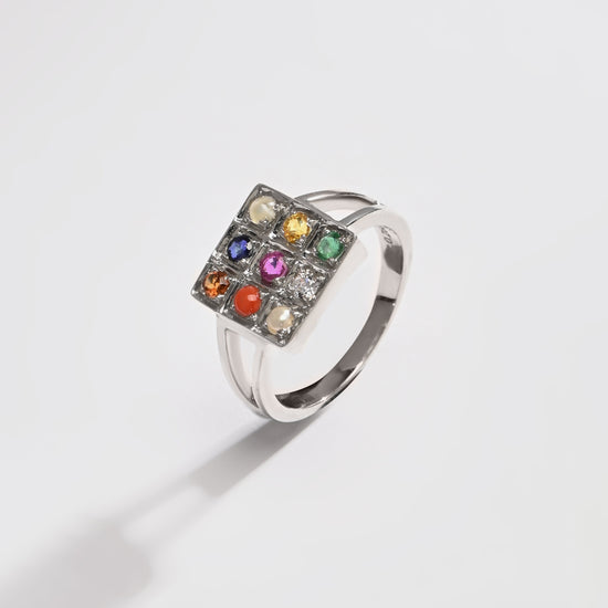 Classic Navratna (Navgrah) Ring – 925 Silver - 1150 - Myra