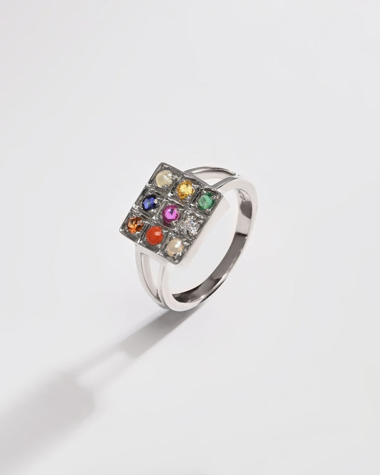 Classic Navratna (Navgrah) Ring – 925 Silver - 1150 - Myra