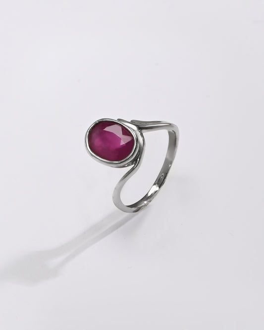 Ruby (Manik) Ring – Pure 925 Silver - #1176B - Myra