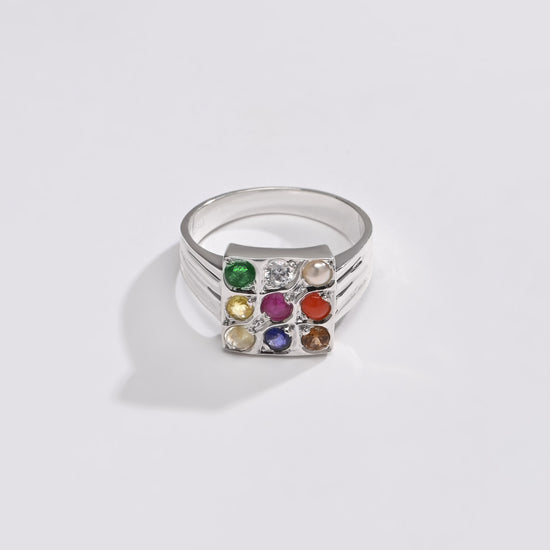 Essential Navratna (Navgrah) Ring – 925 Silver - 1228 - Myra