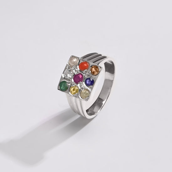 Essential Navratna (Navgrah) Ring – 925 Silver - 1228 - Myra