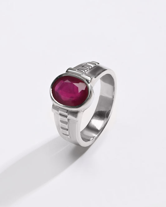 Deep Red Ruby (Manik) Ring â€“ 925 Silver - #1236B - Myra