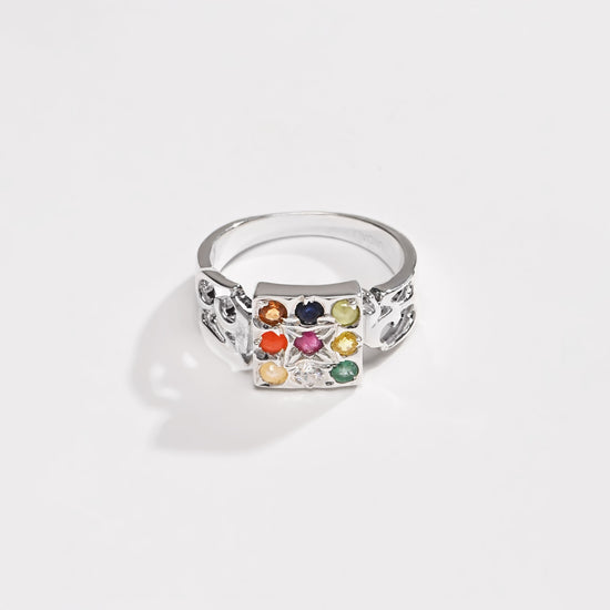 Royal Navratna (Navgrah) Ring – 925 Silver - 1285 - Myra