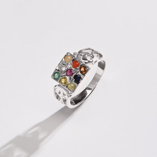 Royal Navratna (Navgrah) Ring – 925 Silver - 1285 - Myra