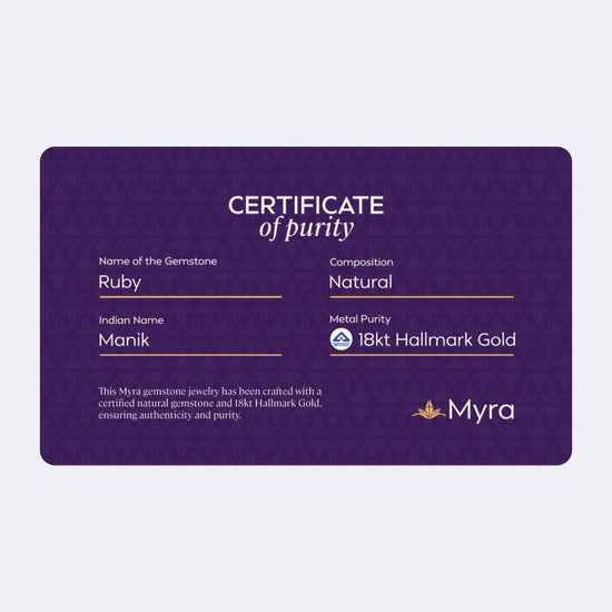 Certificate of Purity of Ruby in 18K Hallmark Gold