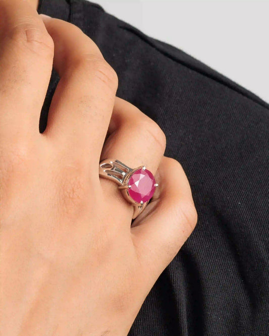 Elite Ruby (Manik) Ring in 925 Sterling Silver - Urja