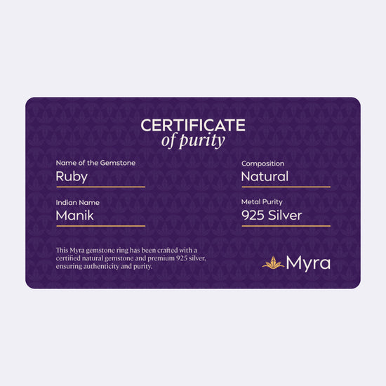 Certificate of Purity of Ruby in 925 Silver