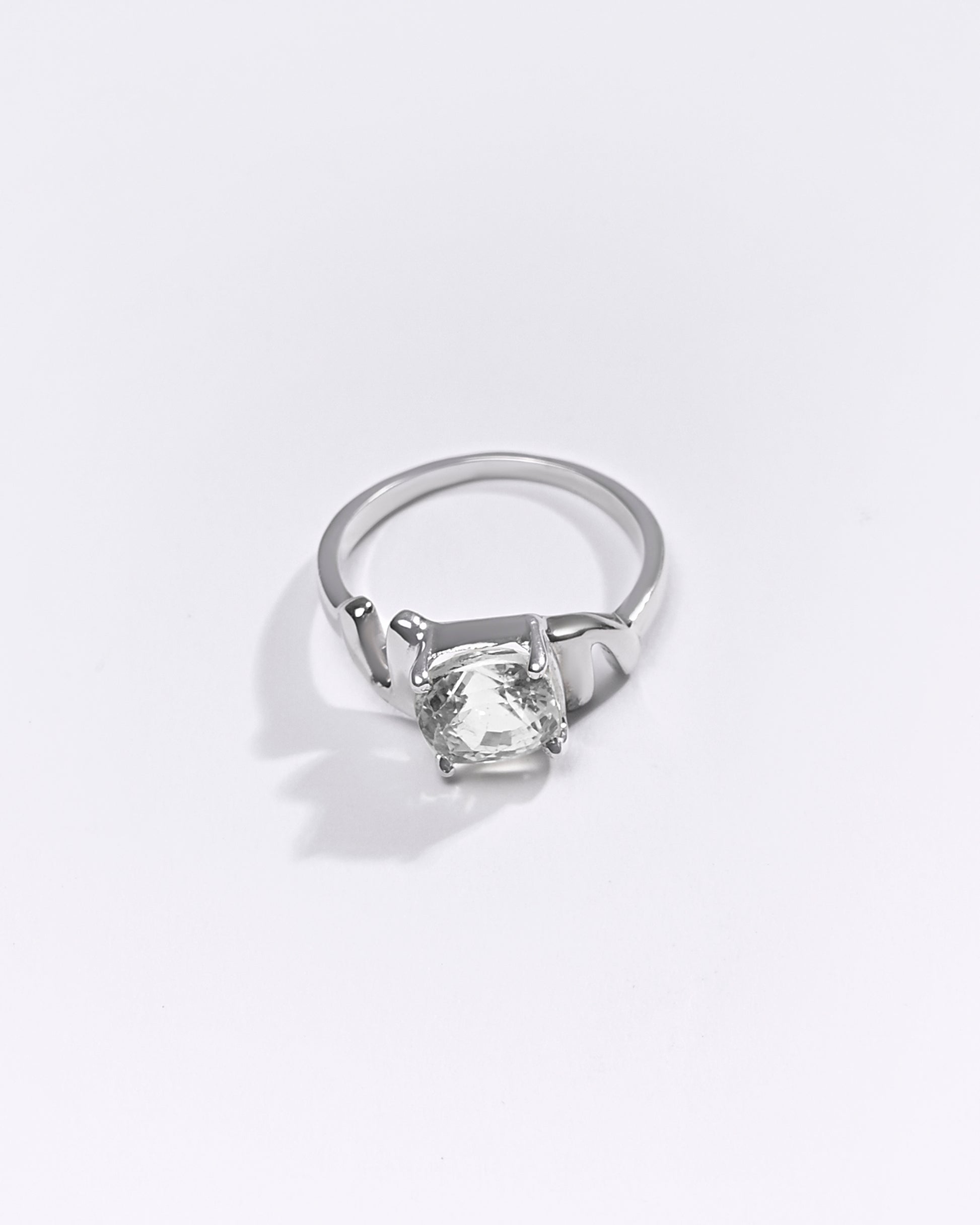 Premium White Sapphire (Pukhraj) Ring in 925 Silver - #1196N4 - Myra
