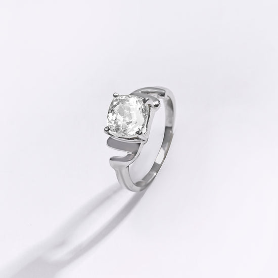 Premium White Sapphire (Pukhraj) Ring in 925 Silver - #1196N4 - Myra