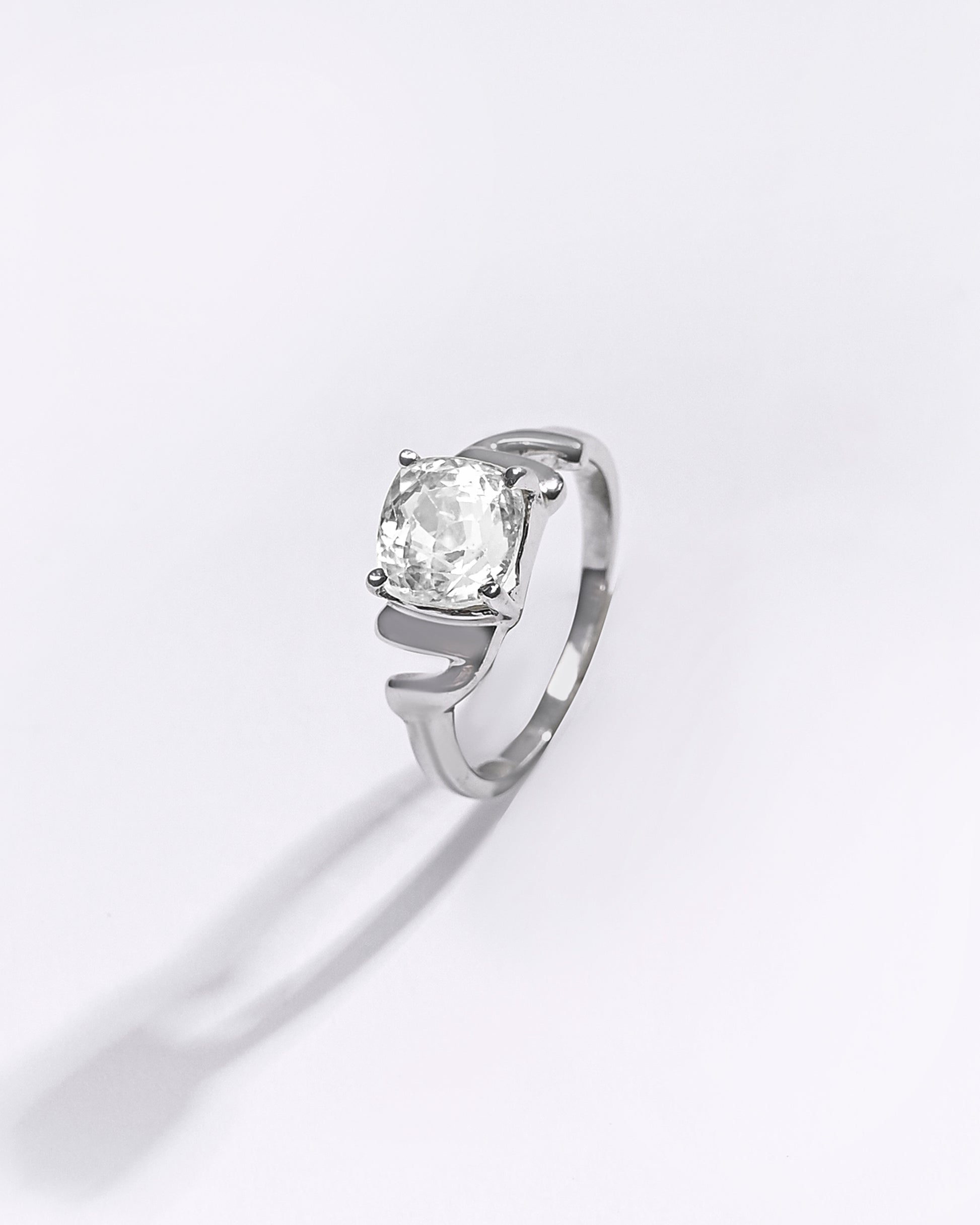 Premium White Sapphire (Pukhraj) Ring in 925 Silver - #1196N4 - Myra