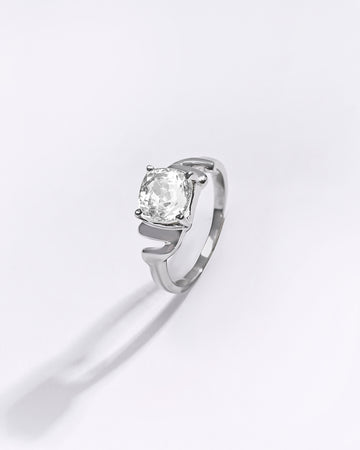 Premium White Sapphire (Pukhraj) Ring in 925 Silver - #1196N4 - Myra