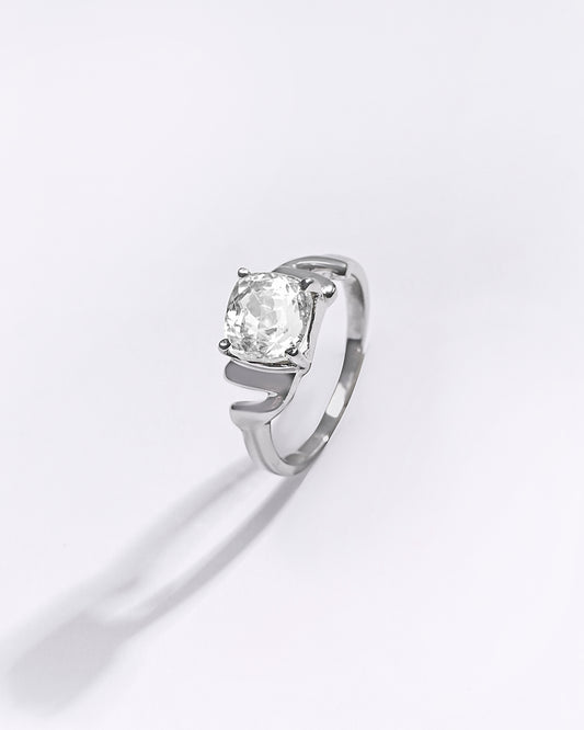 Premium White Sapphire (Pukhraj) Ring in 925 Silver - #1196N4 - Myra