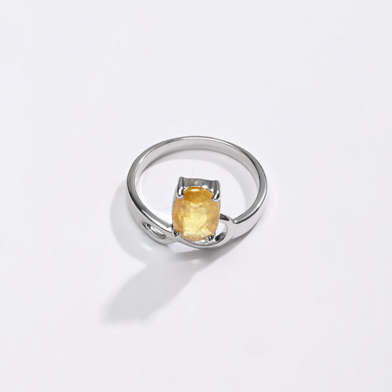 Yellow Sapphire (Pukhraj) Ring – 925 Silver Minimalist - #1110N4 - Myra