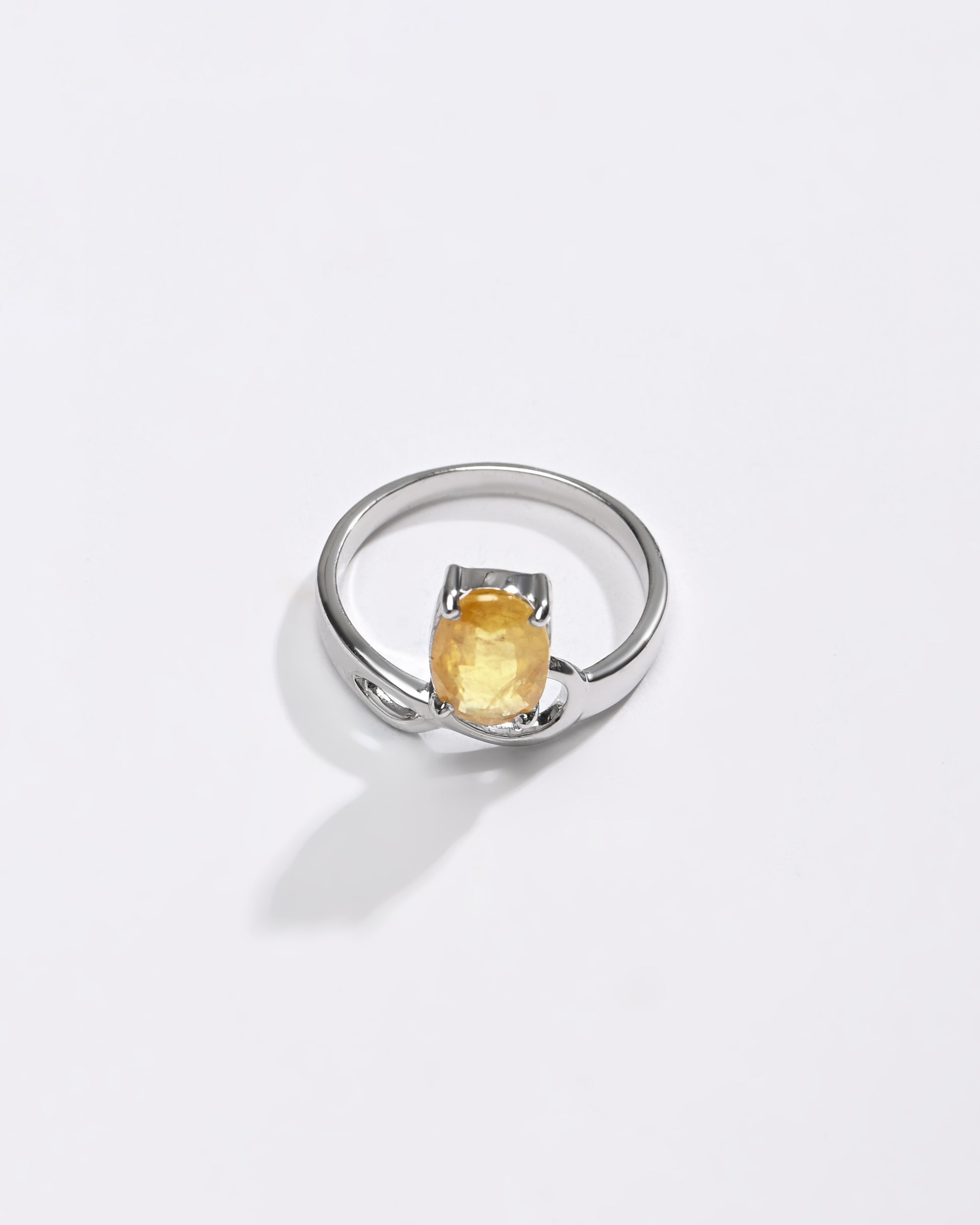 Yellow Sapphire (Pukhraj) Ring – 925 Silver Minimalist - #1110N4 - Myra