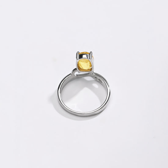 Yellow Sapphire (Pukhraj) Ring – 925 Silver Minimalist - #1110N4 - Myra