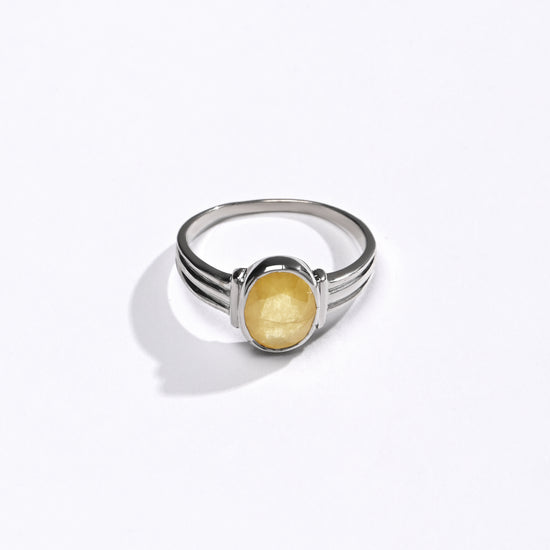 Classic Yellow Sapphire (Pukhraj) Ring – 925 Silver - #1134B - Myra