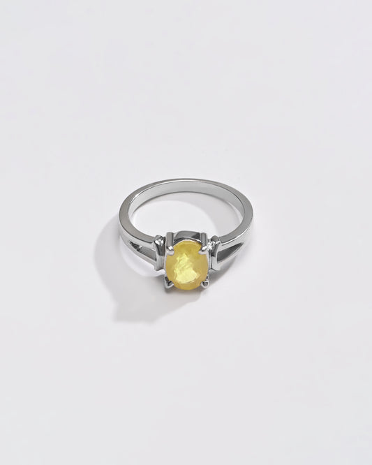 925 Silver Yellow Sapphire (Pukhraj) Ring - #1148N4 - Myra