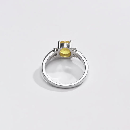925 Silver Yellow Sapphire (Pukhraj) Ring - #1148N4 - Myra