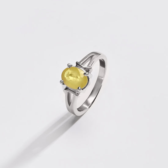 925 Silver Yellow Sapphire (Pukhraj) Ring - #1148N4 - Myra
