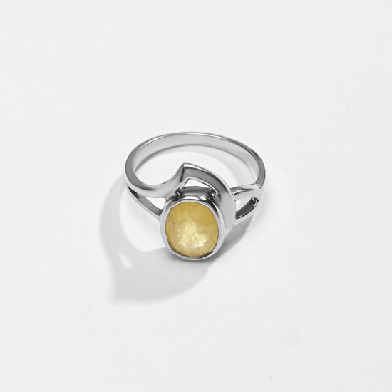 Yellow Sapphire (Pukhraj) Ring â€“ Pure 925 Silver - #1192B - Myra