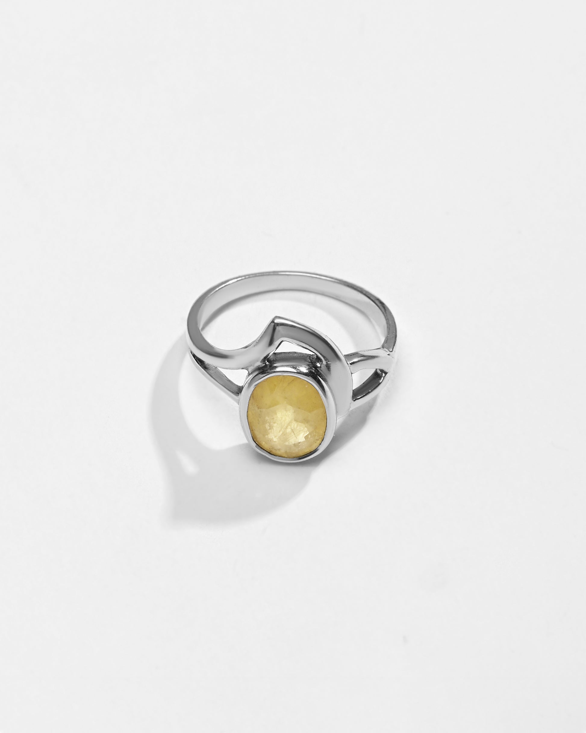 Yellow Sapphire (Pukhraj) Ring â€“ Pure 925 Silver - #1192B - Myra