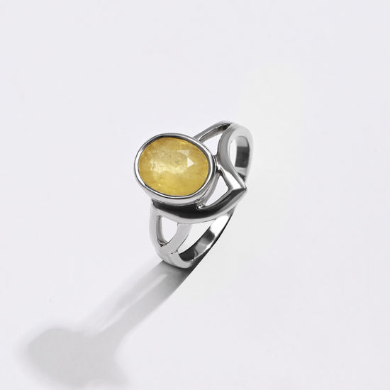Yellow Sapphire (Pukhraj) Ring â€“ Pure 925 Silver - #1192B - Myra