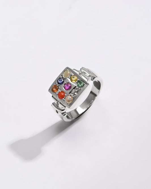 925 Silver Navratna (Navgrah) Ring - 1199 - Myra