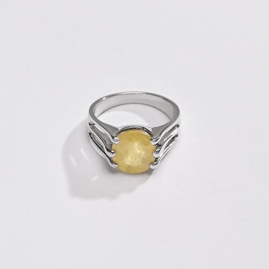Bold Yellow Sapphire (Pukhraj) Ring – 925 Silver - #1237N6 - Myra