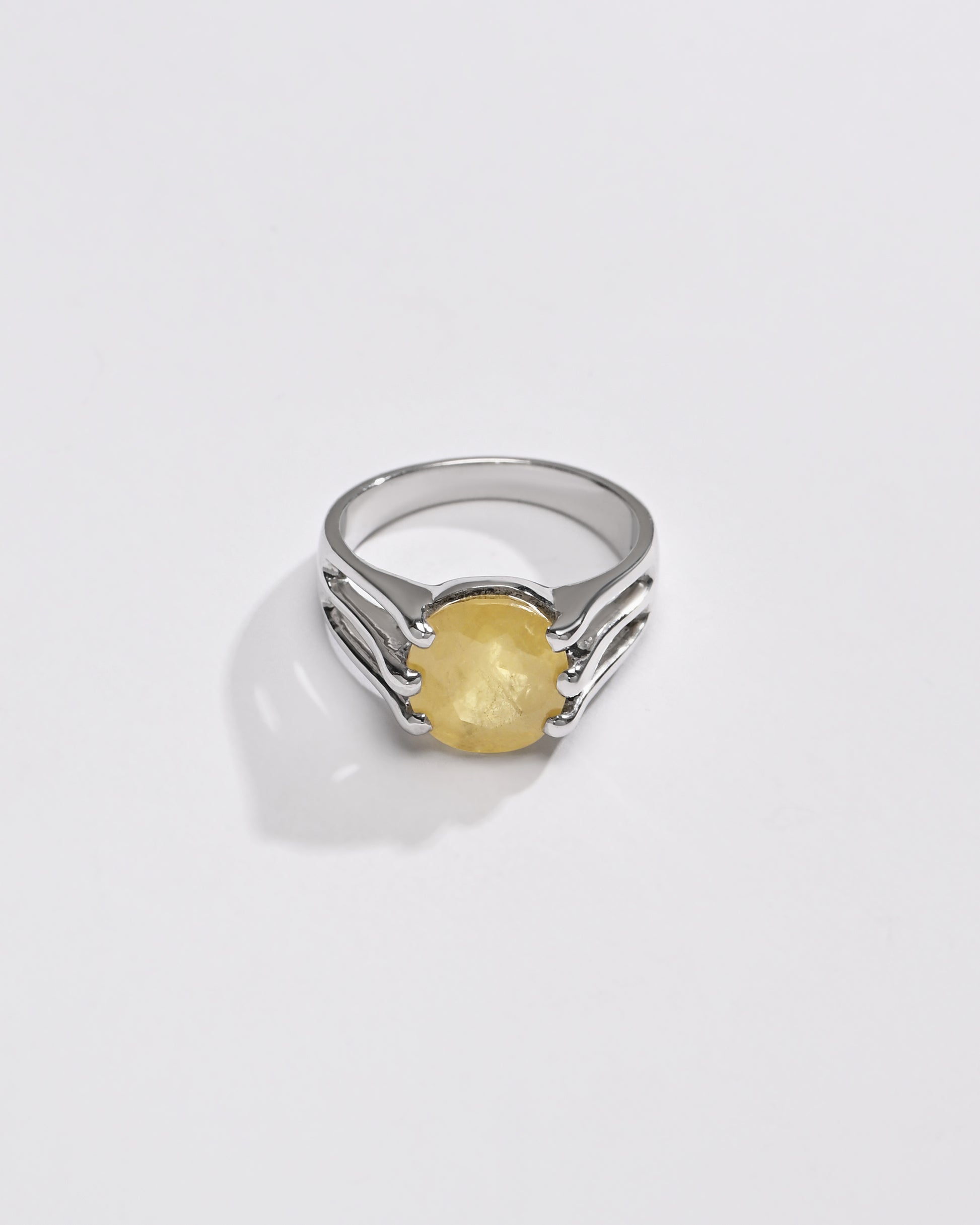 Bold Yellow Sapphire (Pukhraj) Ring – 925 Silver - #1237N6 - Myra