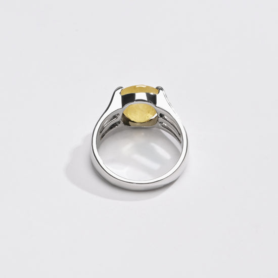 Bold Yellow Sapphire (Pukhraj) Ring – 925 Silver - #1237N6 - Myra