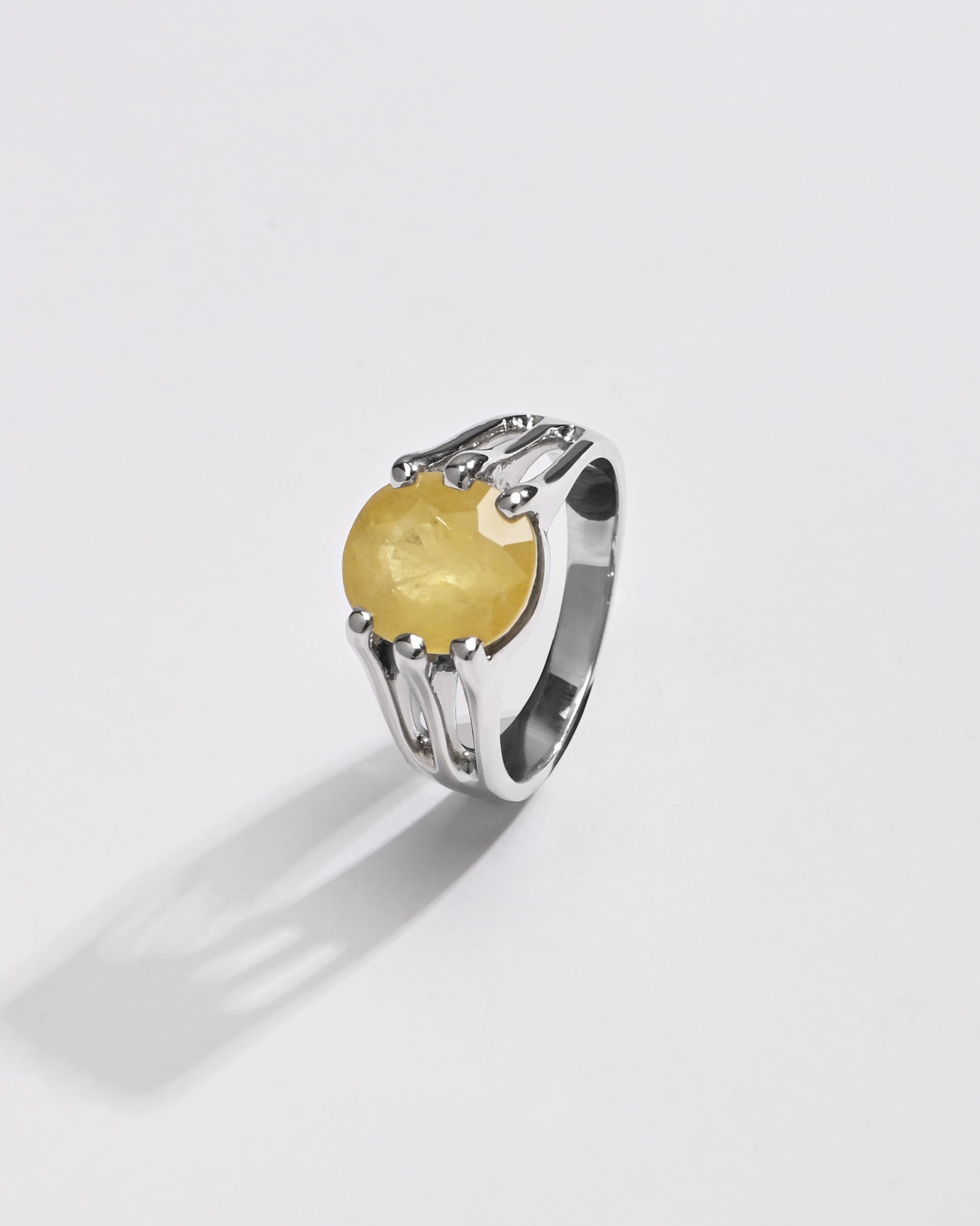 Bold Yellow Sapphire (Pukhraj) Ring – 925 Silver - #1237N6 - Myra