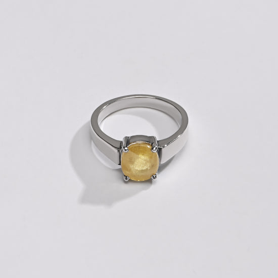 Rich-Hue Yellow Sapphire (Pukhraj) Ring – 925 Silver - #1200N4 - Myra