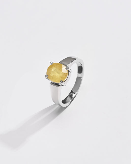 Rich-Hue Yellow Sapphire (Pukhraj) Ring – 925 Silver - #1200N4 - Myra