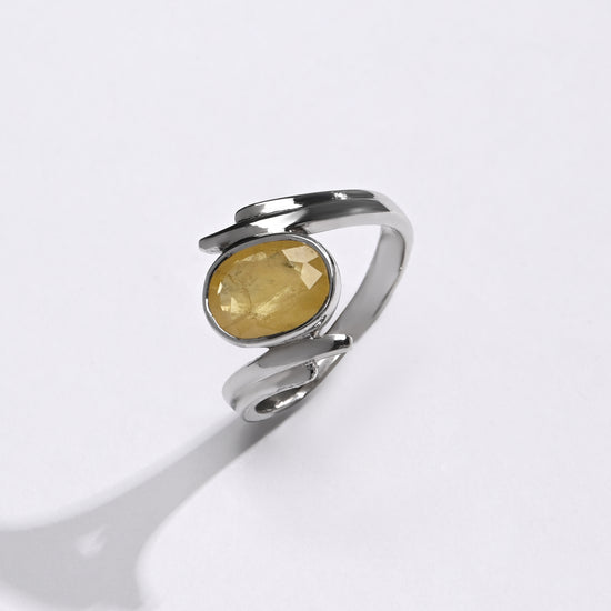 Yellow Sapphire (Pukhraj) Ring – 925 Silver Crafted - #1103B - Myra