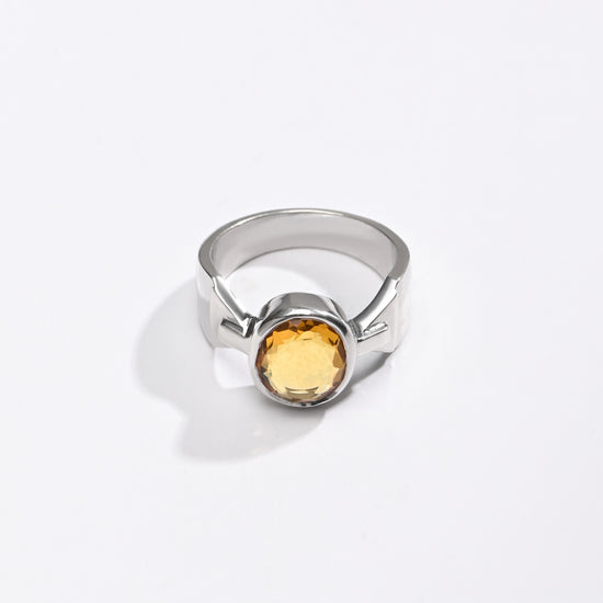 Golden Topaz (Sunahara Pukhraj) Ring – 925 Silver Minimalist - #1158B - Myra