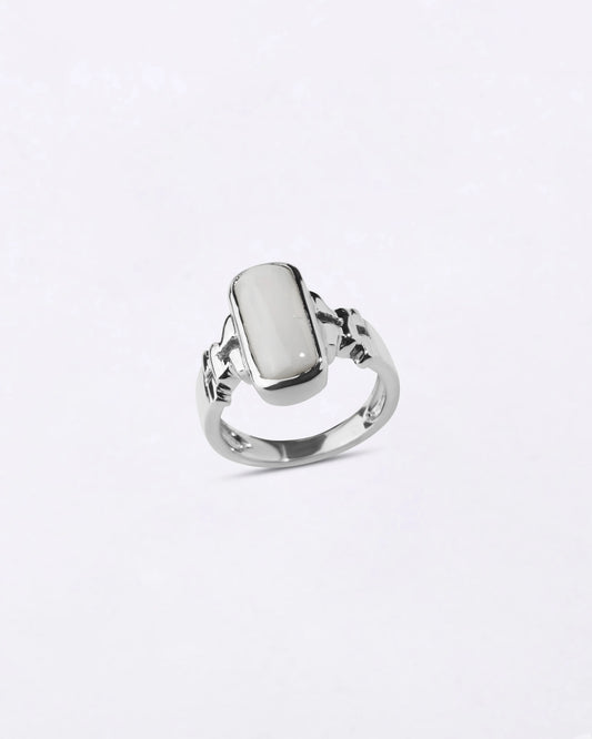 Exotic White Coral Ring in 925 Sterling Silver - Shakti