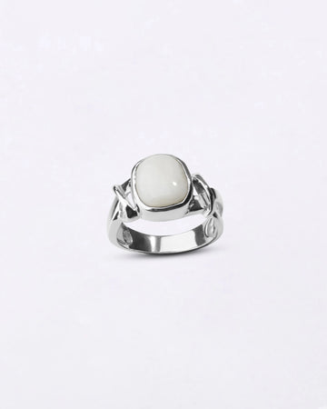 Unique White Coral Ring in 925 Sterling Silver - Shakti