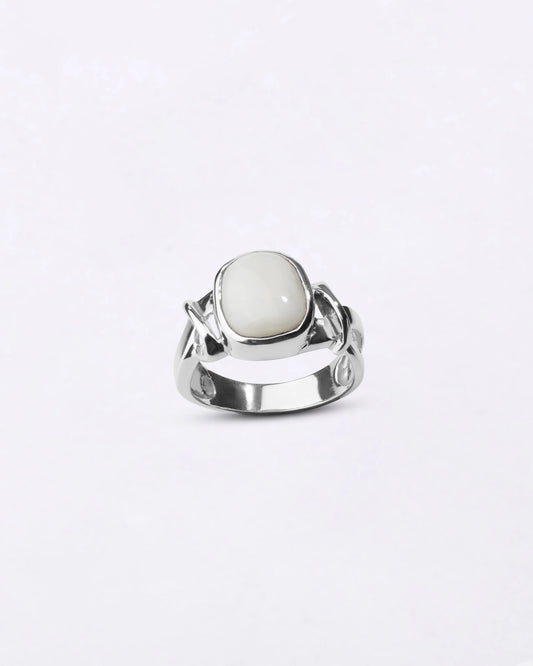 Unique White Coral Ring in 925 Sterling Silver - Shakti