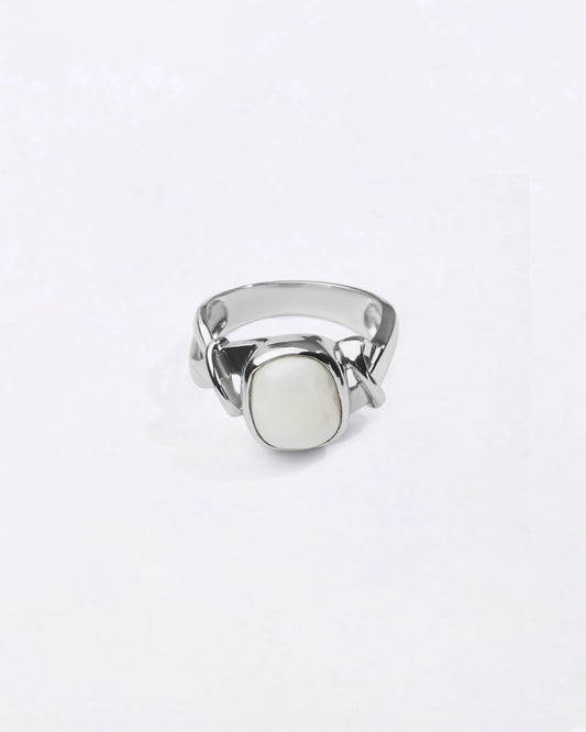 Unique White Coral Ring in 925 Sterling Silver - Shakti