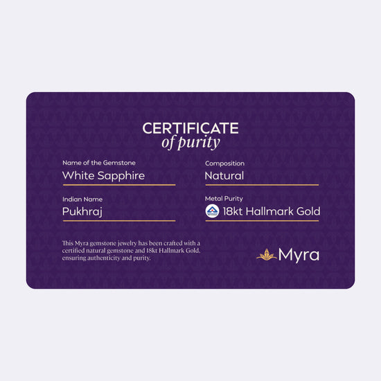 Certificate of Purity of White Sapphire in 18K Hallmark Gold