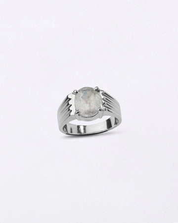 Vintage White Sapphire (Pukhraj) Ring in 925 Sterling Silver - Urja Premium