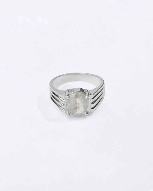 Vintage White Sapphire (Pukhraj) Ring in 925 Sterling Silver - Urja Premium
